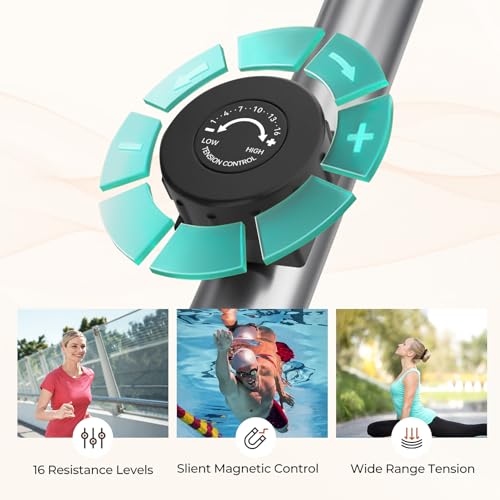 Dripex Elliptical Exercise Machine, Elliptical Machine for Home with 16 Resistance Levels, Quiet & Smooth Magnetic Elliptical Training Machines with 13.2 lb Flywheel, LCD Monitor & Pulse - color: Green