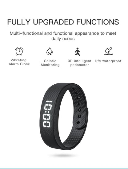 Gosasa Lightweight LED Digital Sport Watch Splash Resistant Pedometer with Vibrating Alarm USB Rechargeable Silicone Wristband for Men & Women (Blue) - color: Blue