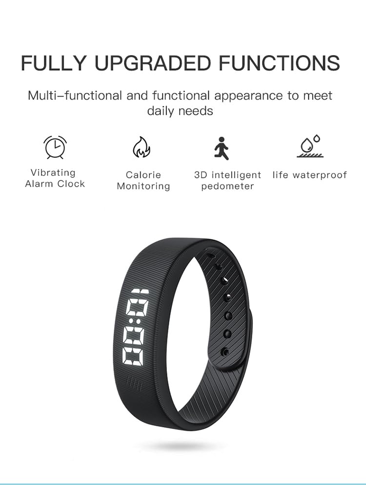 Gosasa Lightweight LED Digital Sport Watch Splash Resistant Pedometer with Vibrating Alarm USB Rechargeable Silicone Wristband for Men & Women (Blue) - color: Blue