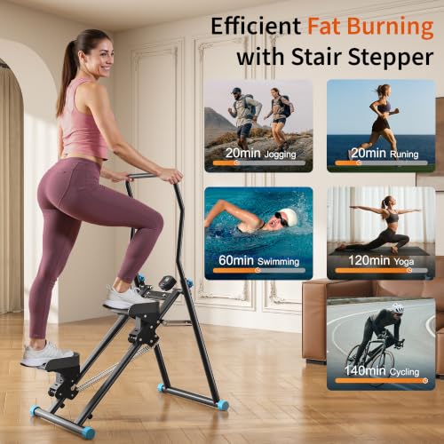 MOMODA Stair Stepper Resistance Adjustable Folding Vertical Climber Machine for Home Gym
