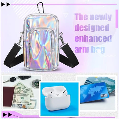 Holographic Arm Bag Phone Armband Adjustable Strap,Silver, - color: Silver, style: Casual
