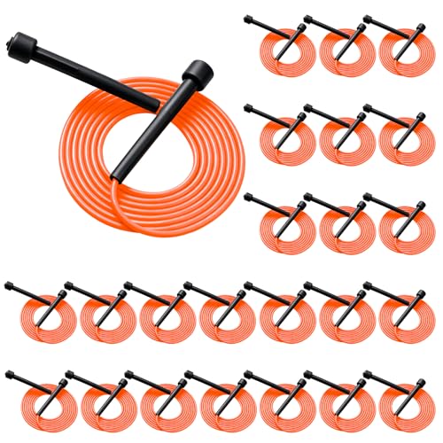Adjustable Jump Rope Bulk, 9.2 ft Tangle-Free Speed Skipping Rope for workouts, group training, teams, family and Gym Class - color: Orange, size: 24