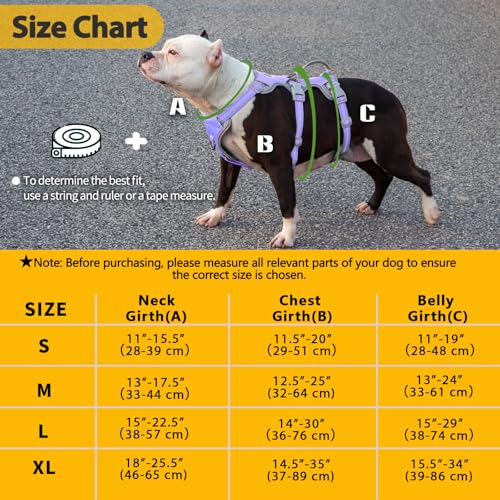 Huntboo Escape Proof Dog Harness, Escape Artist Harness, Reflective Harness with Padded Handle, Breathable, Adjustable Vest for Medium Dogs Walking, Training, and Running Gear (Lavender Purpled, M) - color: Lavender Purple, size: Medium(Pack of 1)