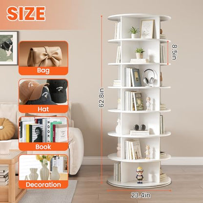 RUNSUNSPRI 7 Tier Rotating Shoe Rack 360°Rotating Shoe Rack Tower - size: 7 Tier (23.4"W x 62.8"H)