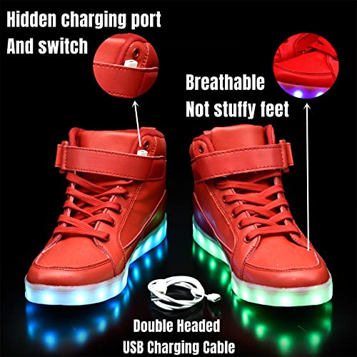 IGxx LED Light Up Shoes for Kids Boys Girls Sparkly Sneakers - color: Red, size: 13 Little Kid