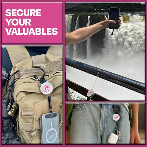 ClutchLoop Retractable Anti-Theft Phone Tether Lanyard Locking Carabiner - color: Pinkie