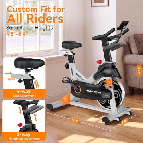 pooboo Magnetic Exercise Bike, Indoor Stationary Bicycle for Home with App - color: Magnetic Upgraded-Orange