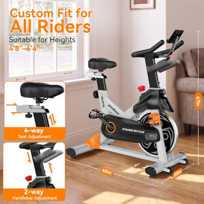 pooboo Magnetic Exercise Bike, Indoor Stationary Bicycle for Home with App - color: Magnetic Upgraded-Orange