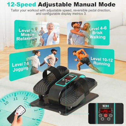 TDH Under Desk Elliptical Machine Leg Exerciser Electric - color: Green