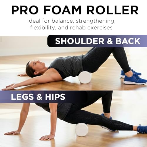 THERABAND Pro Foam Roller, Back, Muscle, Exercise, Physical Therapy, White - size: 6in x 36in - Round