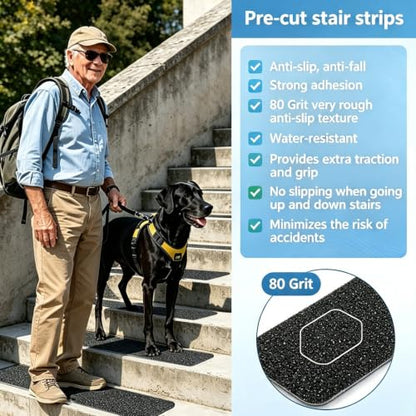 Non-Slip Stair Treads 6 x 24 inch 3-Pack Outdoor Grip Tape