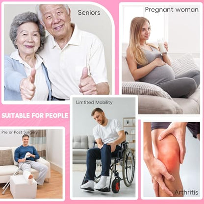 42 Inch Leg Lifter, Rigid Leg Lifter Strap with Handgrips & Foot Loop, Leg Lifter After Hip Replacement &Knee Surgery Recovery Aids Kit, Leg Lifters Getting Legs in and Out of Bed,Car,Wheelchair - color: Rose, size: 42 Inch