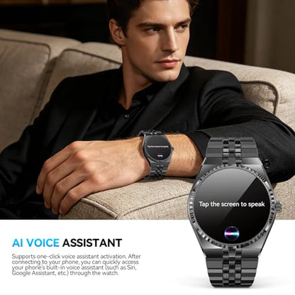 Luxury Smart Watch for Men, Bluetooth Calls, Activity Tracker, Android iOS - color: Black