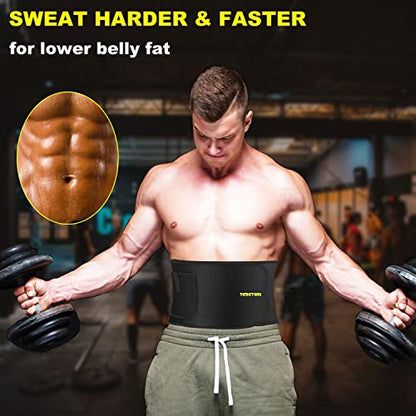 TESETON Waist Trainer Trimmer for Men Women, Sauna Sweat Belt 01 - color: Black, size: Medium