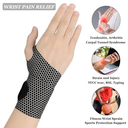 Ultra-Thin Wrist Brace (2Pcs),Lightweight Wrist Wrap for Pain Relief - color: Black
