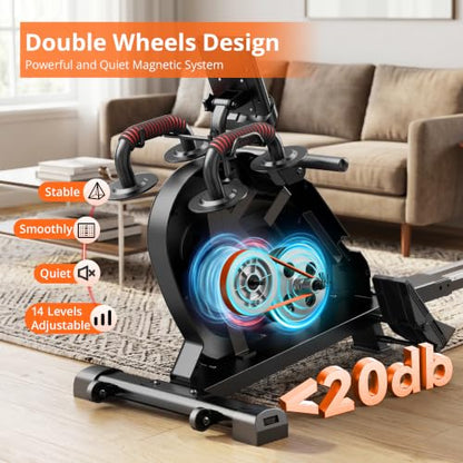 pooboo Rowing Machine for Home, Foldable Magnetic Rowing Machine - color: Wood