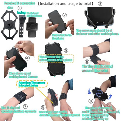 360° Rotatable Wrist Phone Armband, 2-in-1 Detachable Bike Phone Mount Holder for 4.4-7.2 Inch iPhone 15/14/13, Samsung Galaxy, Universal Cell Phone Holder for Running, Cycling, Hiking