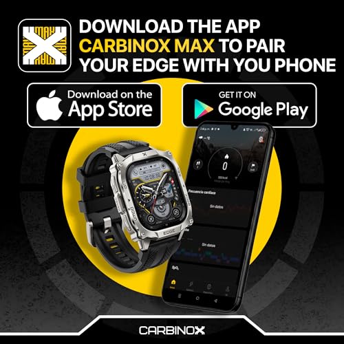 CARBINOX Smart Watch Edge Rugged, 1.96″ AMOLED, Stainless Steel, IP69K/5ATM Fitness trackers, Dual-Band GNSS, 500mAh, Bluetooth Calls, Smart Watch for Android Phones iOS (Silver) - color: Silver