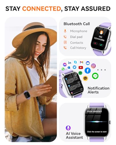 Smart Watches for Men Women, Fitness Tracker with Activity Counter/Sleep Monitor, IP68 Waterproof Smart Watch for Android iPhone iOS Compatible (Lavender, 1.83) - color: Lavender
