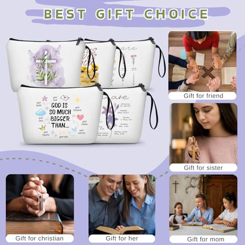 Christian Floral Bible Verse Inspirational Gifts Makeup Bag for Women - color: Christian-2
