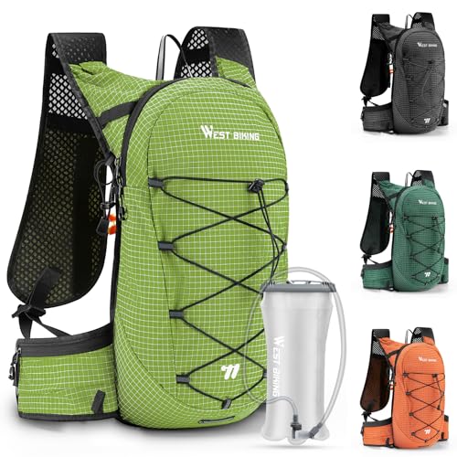 Lightweight Hydration Backpack with 2L Water Bladder Running Hydration Vest Backpack Specialized Hydration Pack for Cycling, Hiking, and Mountaineering - color: light green