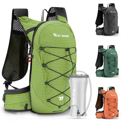 Lightweight Hydration Backpack with 2L Water Bladder Running Hydration Vest Backpack Specialized Hydration Pack for Cycling, Hiking, and Mountaineering - color: light green