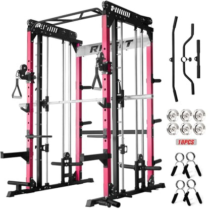 RitFit M1 Pro Smith Machine Cable Crossover Power Cage Home Gym - color: PINK, size: M1 PRO