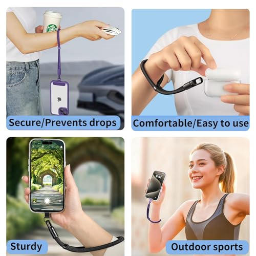 Anti Theft Phone Wrist Strap With 2 Metal Tether Tabs，Adjustable Wristlet & Hand Cell Phone Lanyard for Women and Men - color: Orange