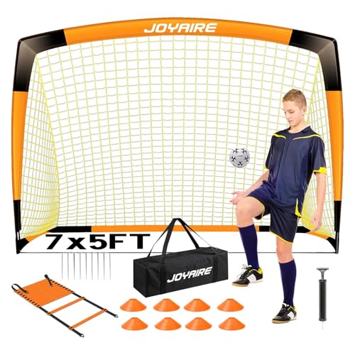 Kids Backyard Soccer Goal, 10 mm Poles & 5-Layer Net, 4x3/6x4/7x5FT - size: 7 ft x 5ft, 1 Pack, style: Orange