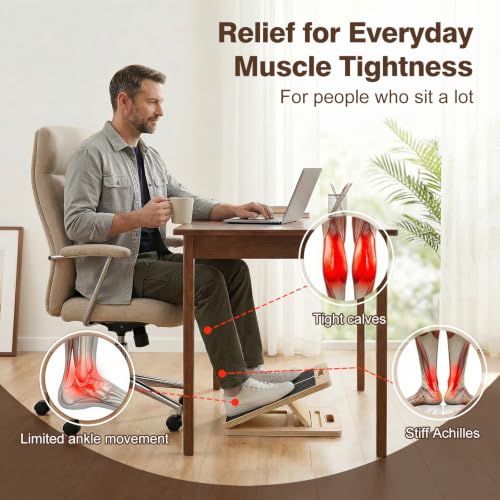 Adjustable Slant Board for Calf Stretching, Wooden Portable Stretcher, Foldable Incline Boards for Calves Ankle Achilles Tendon Knee Heel Muscle Stretch Exercise, Your 10 Minute Solution for Looser Calves