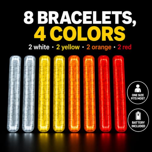 Brightz LED Slap Bracelet Armbands, Light Up Glow Bracelets, 8-Pack