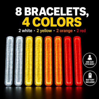 Brightz LED Slap Bracelet Armbands, Light Up Glow Bracelets, 8-Pack