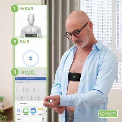 Bioheart | 24/7 Continuous Heart Monitor | No Prescription Needed | Smart Wearable | Chest Strap | One Month Subscription Included - size: Small