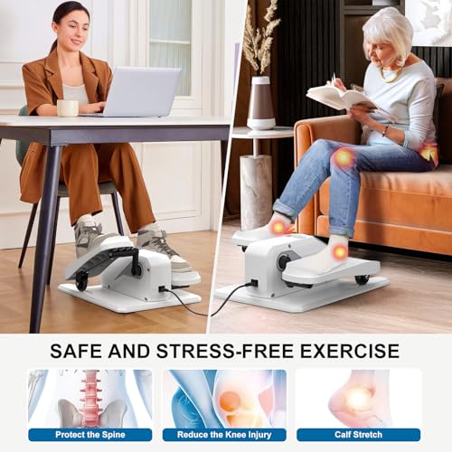 Under Desk Elliptical Leg Exerciser While Sitting for Seniors - color: White