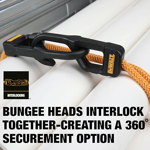 DEWALT 48" Premium Round Bungee Cords, Interlocking Quick-Pull Notch, 4-PK - size: 48"
