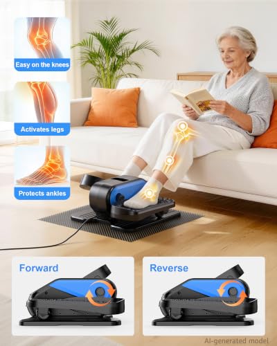 Under Desk Elliptical Mini Electric Leg Exerciser While Sitting for Seniors - color: Blue