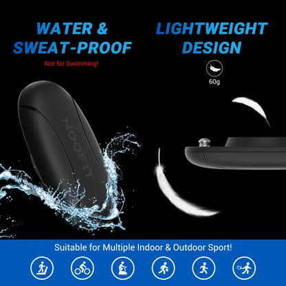 moofit HR8 Heart Rate Monitor Chest Strap, Low Energy Real-Time Heart Rate Data Bluetooth 5.0/ANT+, Longer Communication Range, IP67 Waterproof, Compatible with iOS/Android Apps, Gym Equipment, Black