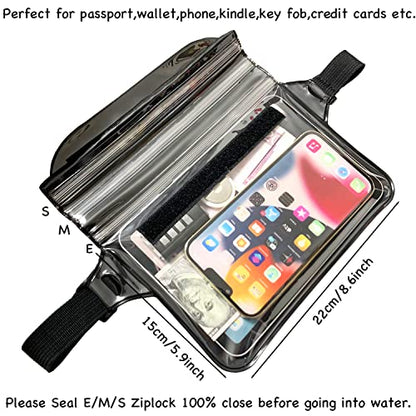 Waterproof Waist Pouch Dry Belt Bag Fanny Pack For Swim Surf Snorkel - color: Black