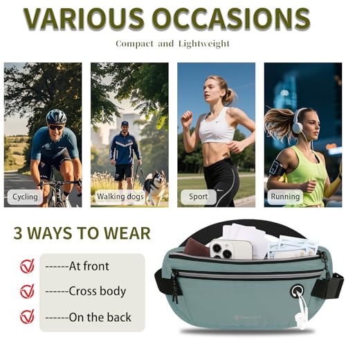 Slim Running Belt for Women Men Runners Fanny Packs With Phone Holder Hidden Pockets Exercise Waist Bag for Marathon Workout - color: Blue/T2085