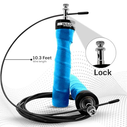 WYOX Weighted Jump Rope Adjustable Skipping Rope for Men & Women Dual Cable System with Thick & Light Cable Perfect for Double Unders, Boxing, CrossFit, Cardio, Endurance, and Fitness Training - color: Blue