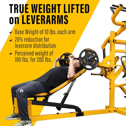 Powertec Fitness Workout Bench Multiystem for Chest, Arms, Legs, 120.1 x 73.3 x 80.5 Inches - Adjustable, Multi-User Weight Machines with Isolateral Arms - Premium at Home Gym Equipment - color: Yellow