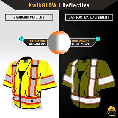 KwikSafety GODFATHER Safety Vest Class 2 & Class 3 ANSI OSHA Hi Vis Vest - color: Yellow (Sleeves), size: Small