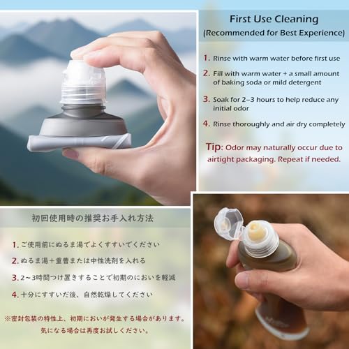 TRIWONDER Water Bottles TPU Soft Flasks Collapsible Running Flasks for Hydration Pack Backpack Hiking Cycling (170ml/5.75oz - Pack of 2) - color: Grey 170ml/5.75oz - Pack of 2 (For gel only)
