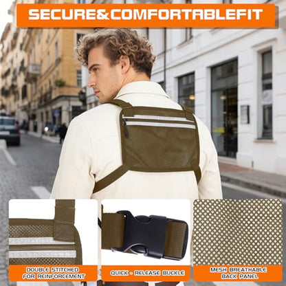 KINGSLONG Running Vest, Chest Bag for Men, Chest Pack, Hiking (F-Brown) - color: F-Brown