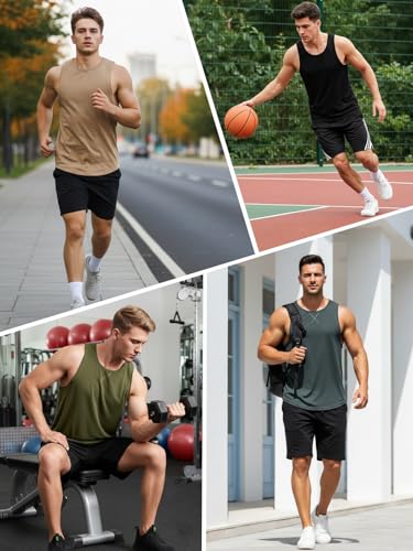 Men's Sleeveless Workout Tank Top Quick Dry Gym Muscle Bodybuilding Vest Breathable Lightweight Summer Athletic Tops - color: Black, size: Medium