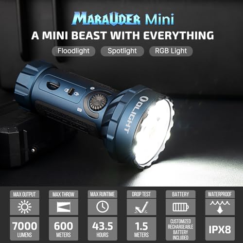 OLIGHT Marauder Mini Powerful Flashlight RGB Lights Midnight Blue - color: Midnight Blue