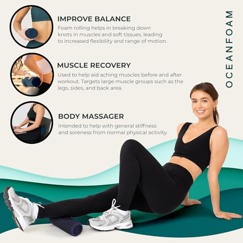 Oceanfoam Ripple Roller, Small Foam Roller for Physical Therapy (Dark Navy) - color: Dark Navy
