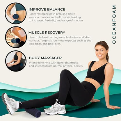 Oceanfoam Ripple Roller, Small Foam Roller for Physical Therapy (Dark Navy) - color: Dark Navy