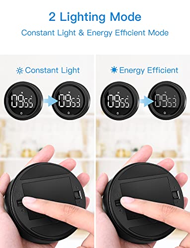 LIORQUE Digital Kitchen Timer, 99 Minute Magnetic Countdown Timer, Black