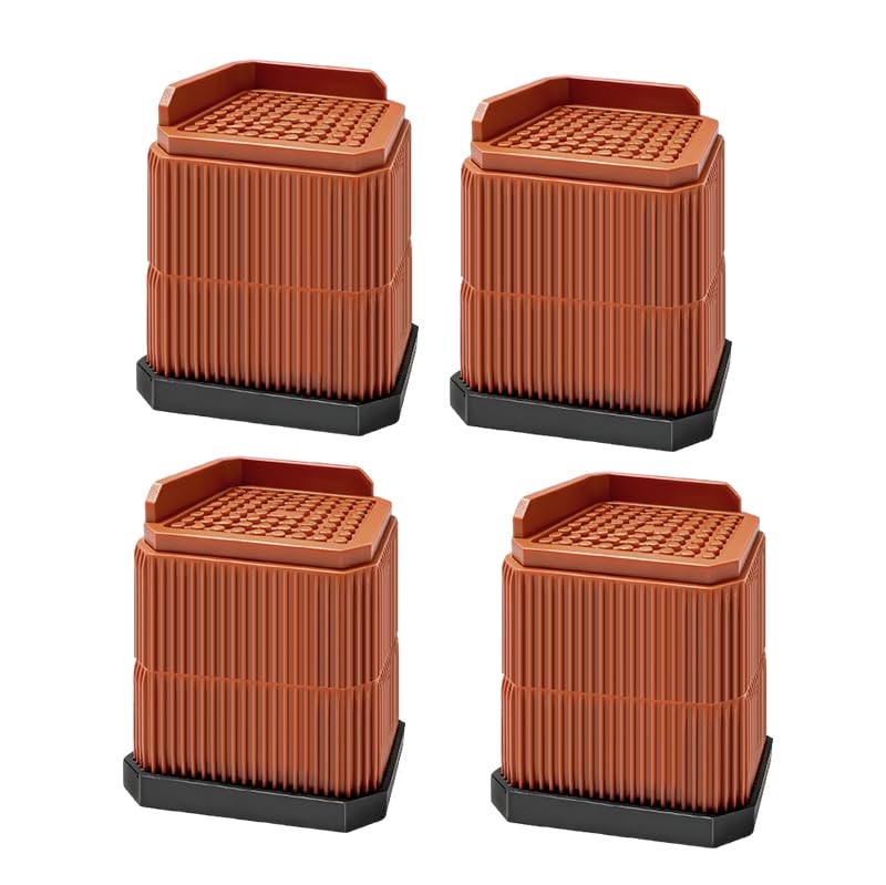 4 Pack Stackable Treadmill Riser Blocks, for Gym and Home Use - color: Brown, size: 2 layer(4nches)